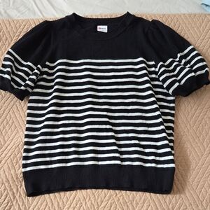 Classic Black and White Striped Women's Crewneck Sweater